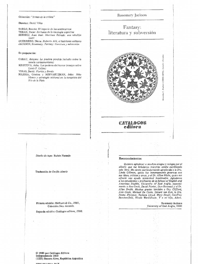 Rosemary Jackson Fantasy Literatura y Subversión PDF