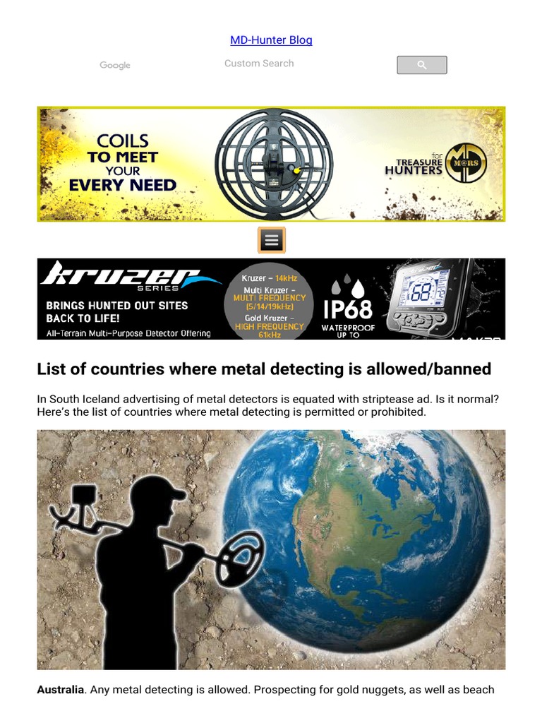Metal Detecting List of Countries and Laws PDF Metal Detector