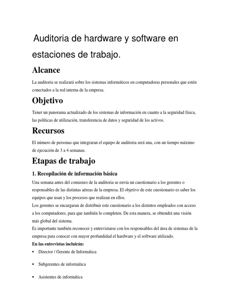 Auditoria de Hardware y Software en Estaciones de Trabajo | PDF ...