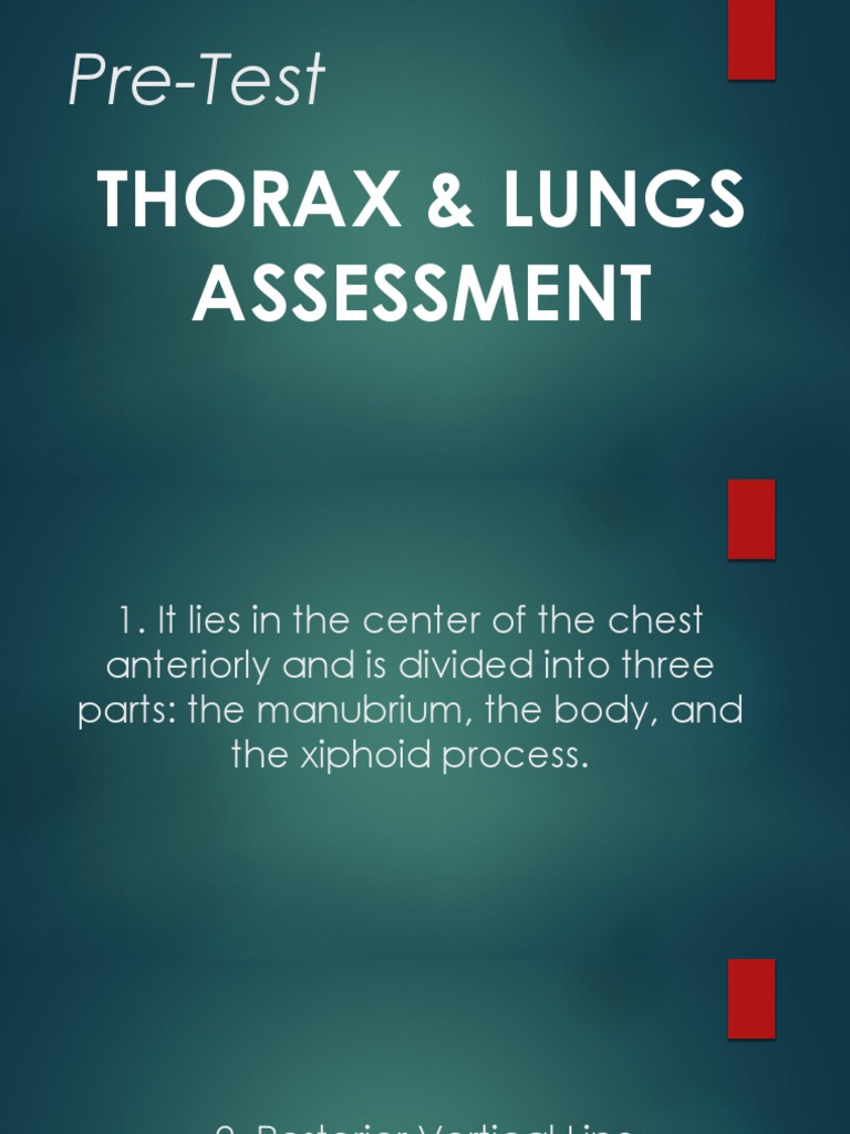 Pre-Test: Thorax & Lungs Assessment | PDF | Thorax | Respiratory Tract