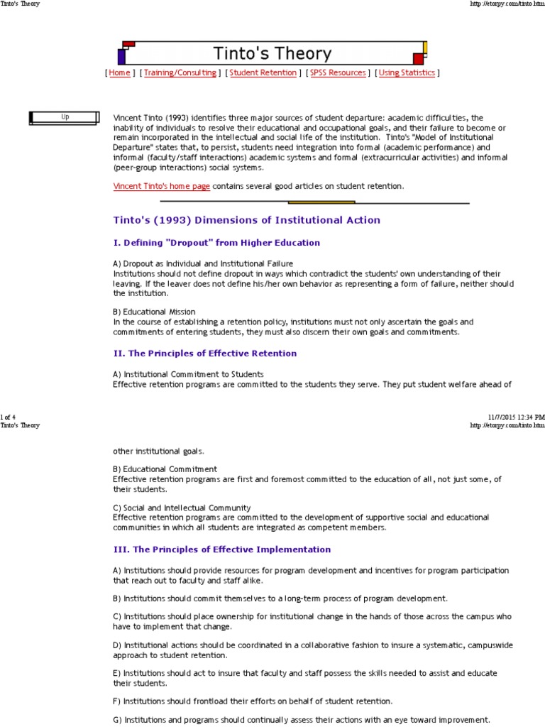Tinto Theory | Download Free PDF | Cognitive Science | Behavior ...