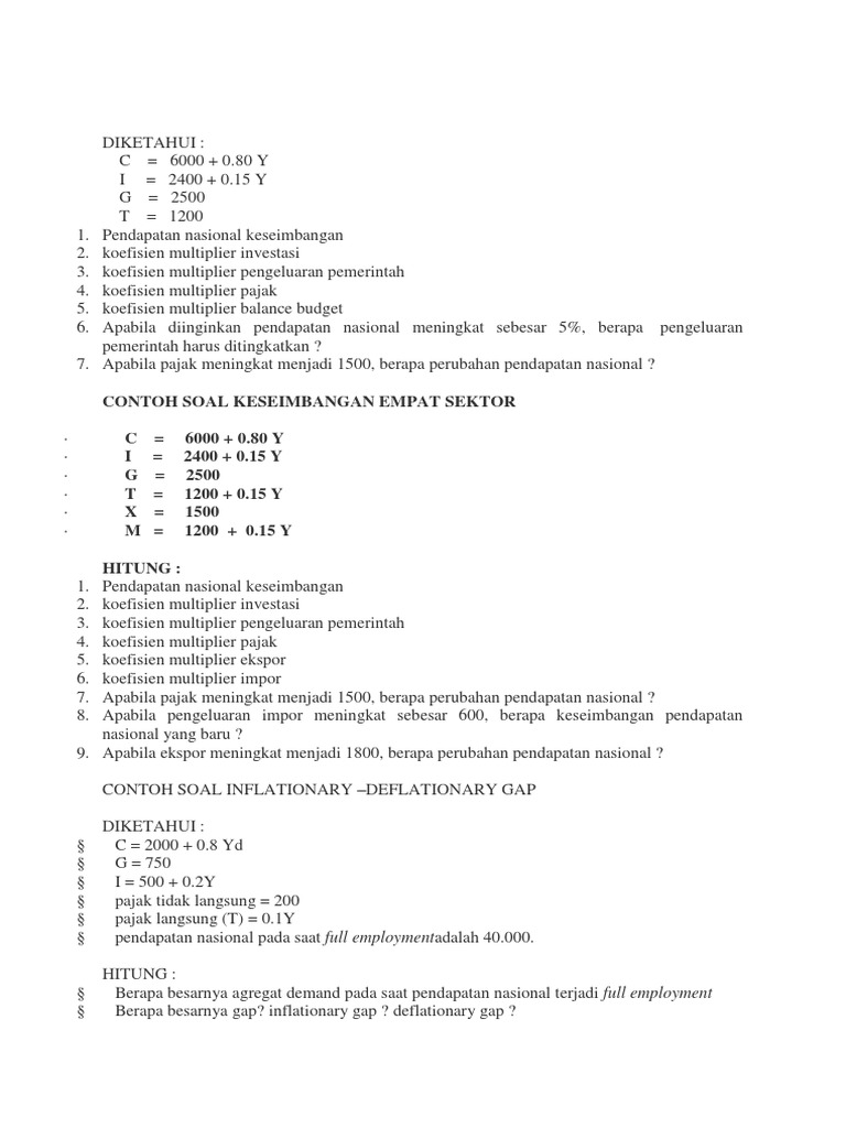 Contoh Soal Keseimbangan Pendapatan Nasional 3 Sektor - Contoh Soal Terbaru