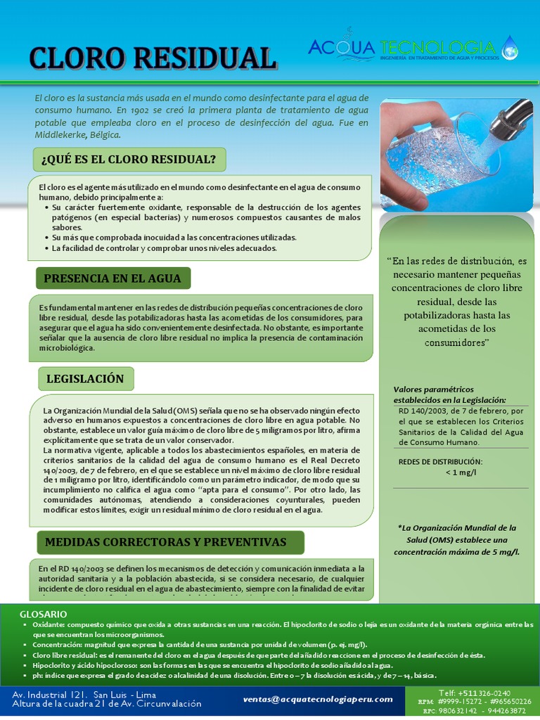 ¿Qué Es El Cloro Residual? Cloro Agua