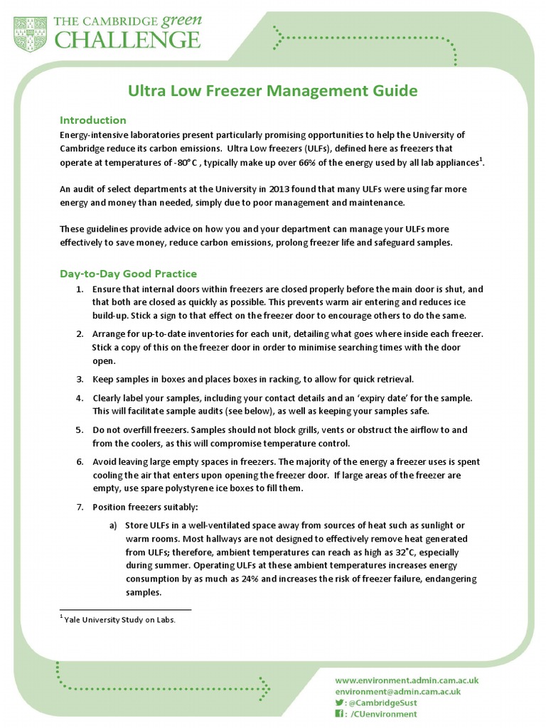 Ultra Low Freezer Management Tips | PDF | Refrigerator | Manufactured Goods