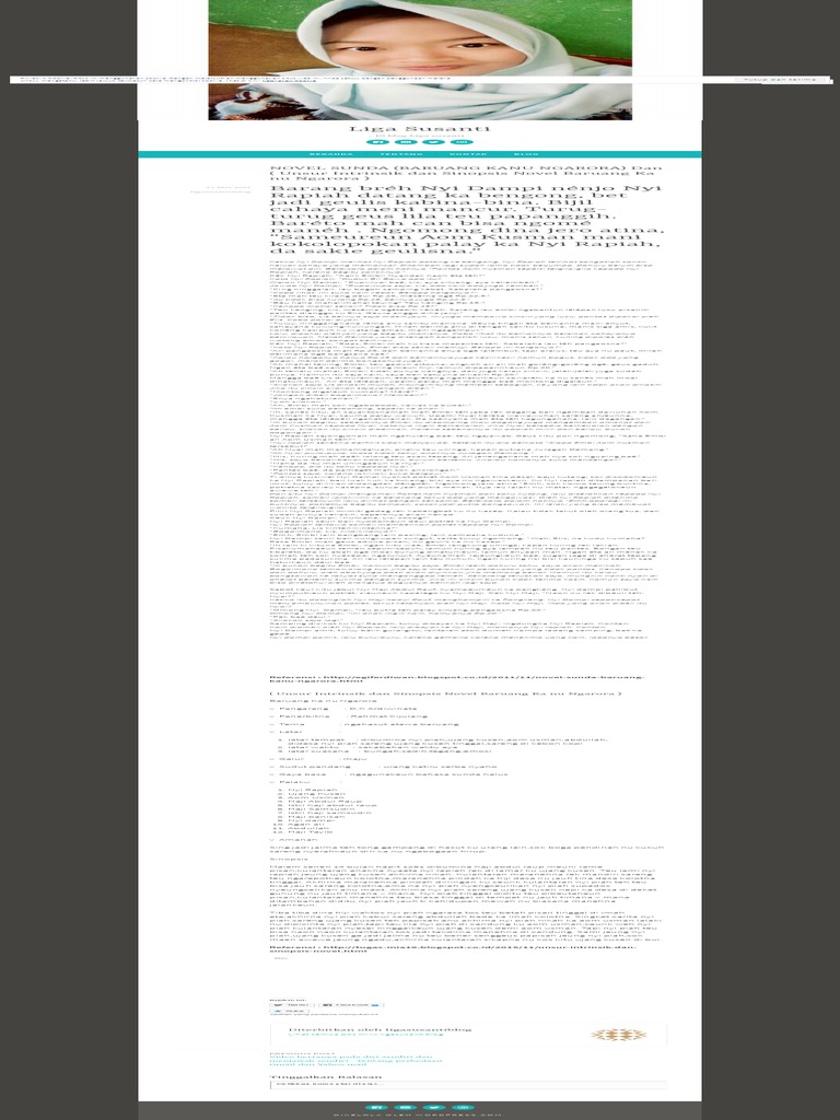 Novel Sunda Baruang Kanu Ngarora Dan Unsur Intrinsik Dan Sinopsis Novel Baruang Ka Nu Ngarora Liga Susanti