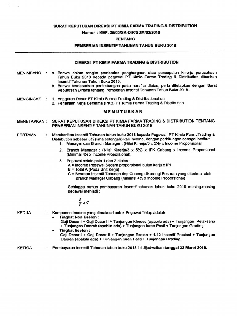 Sk Insentif Tahunan Jasprod 2019