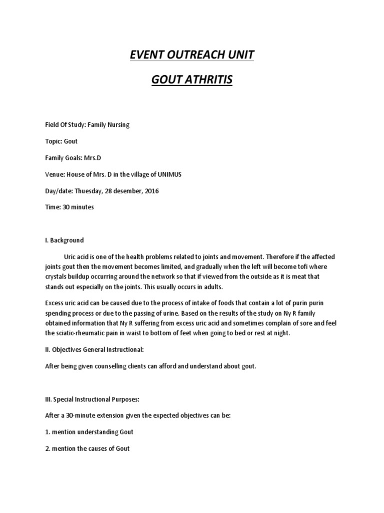 Event Outreach Unit | PDF | Gout | Wellness