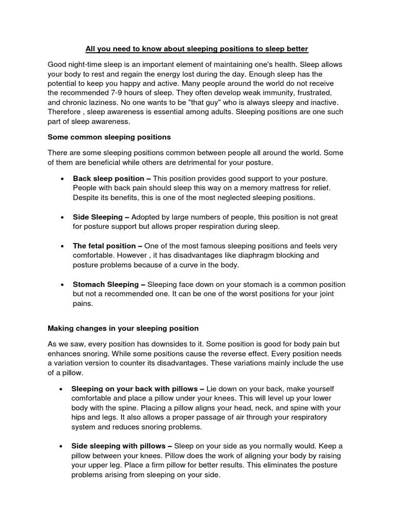 All You Need To Know About Sleeping Positions To Sleep Better - Edited ...