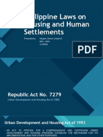 Philippine Laws On Housing and Human Settlements: Click To Edit Master Title Style