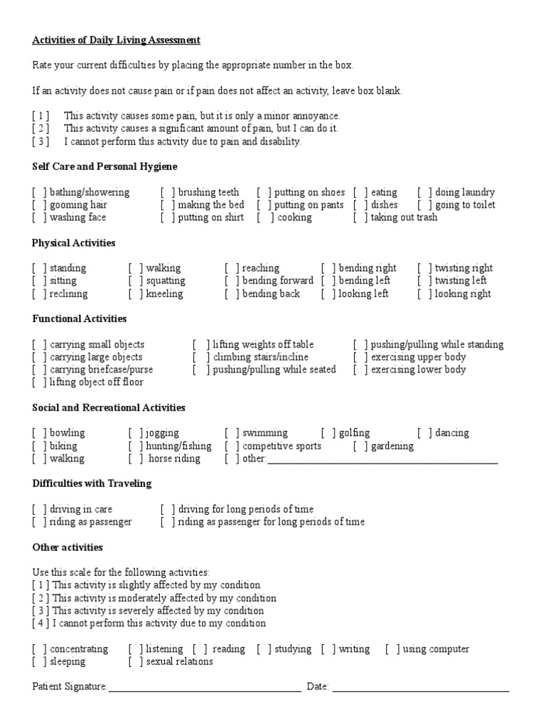 Assessing Daily Activities: An Individual's Report on the Impact of ...