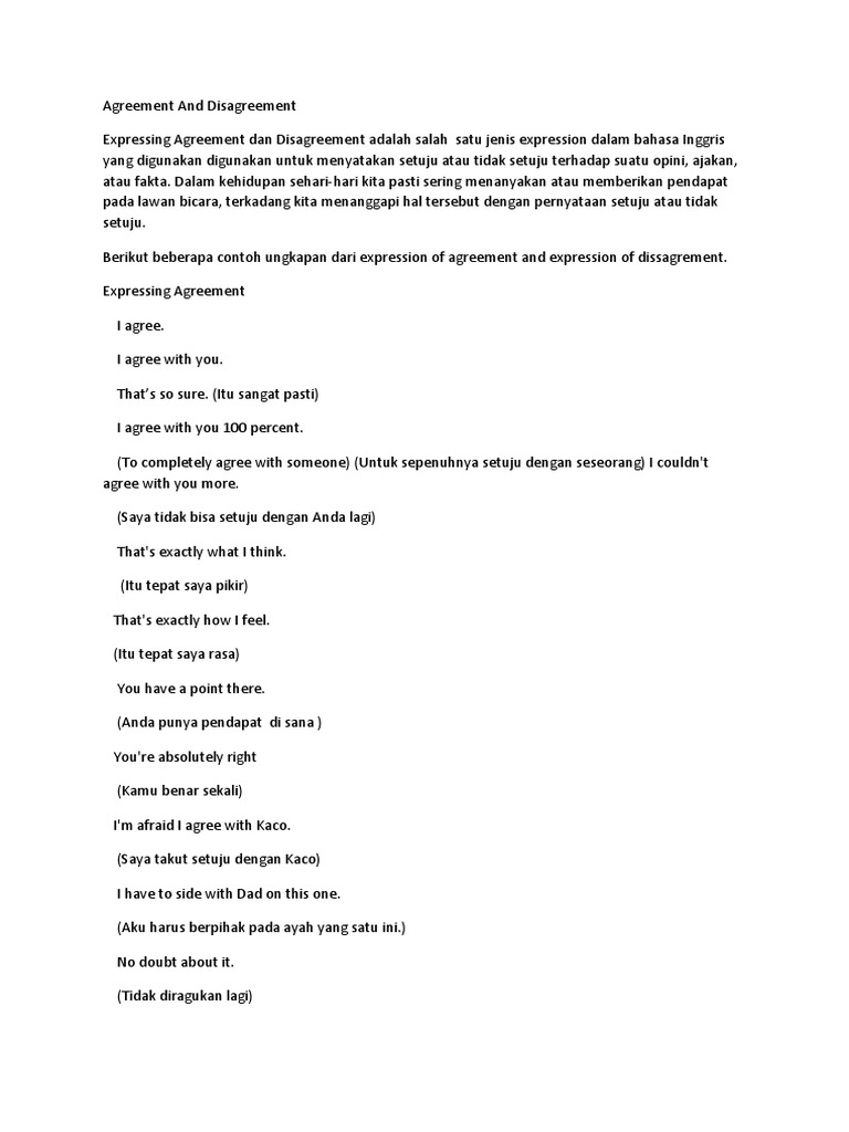 Ekspresi Setuju dan Tidak Setuju | PDF