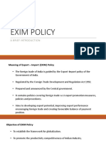 Brief Introduction to India's EXIM Policy