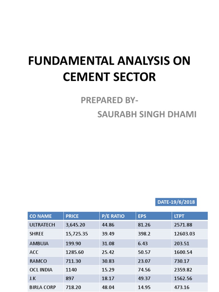 Fundamental Analysis On Cement Sector | PDF | Investment Banking ...
