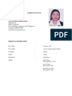 Curriculum Vitae: Staff Housing PSAU Compound PAC, Magalang, Pampanga 2011 Philippines Cellphone: 09053015388
