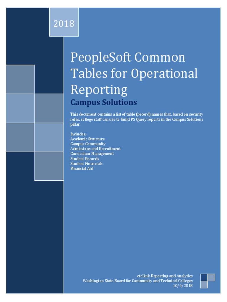 PeopleSoft CS Common Tables Overview | PDF | Fee | Course Credit