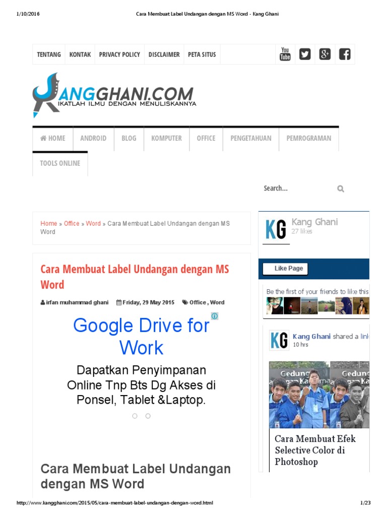 Cara Membuat Label Undangan Dengan Ms Word Kang