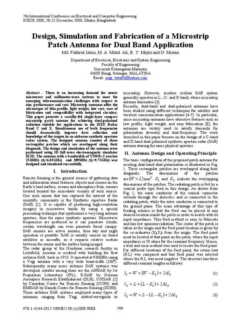 Design, Simulation and Fabrication of A Microstrip Patch Antenna For ...