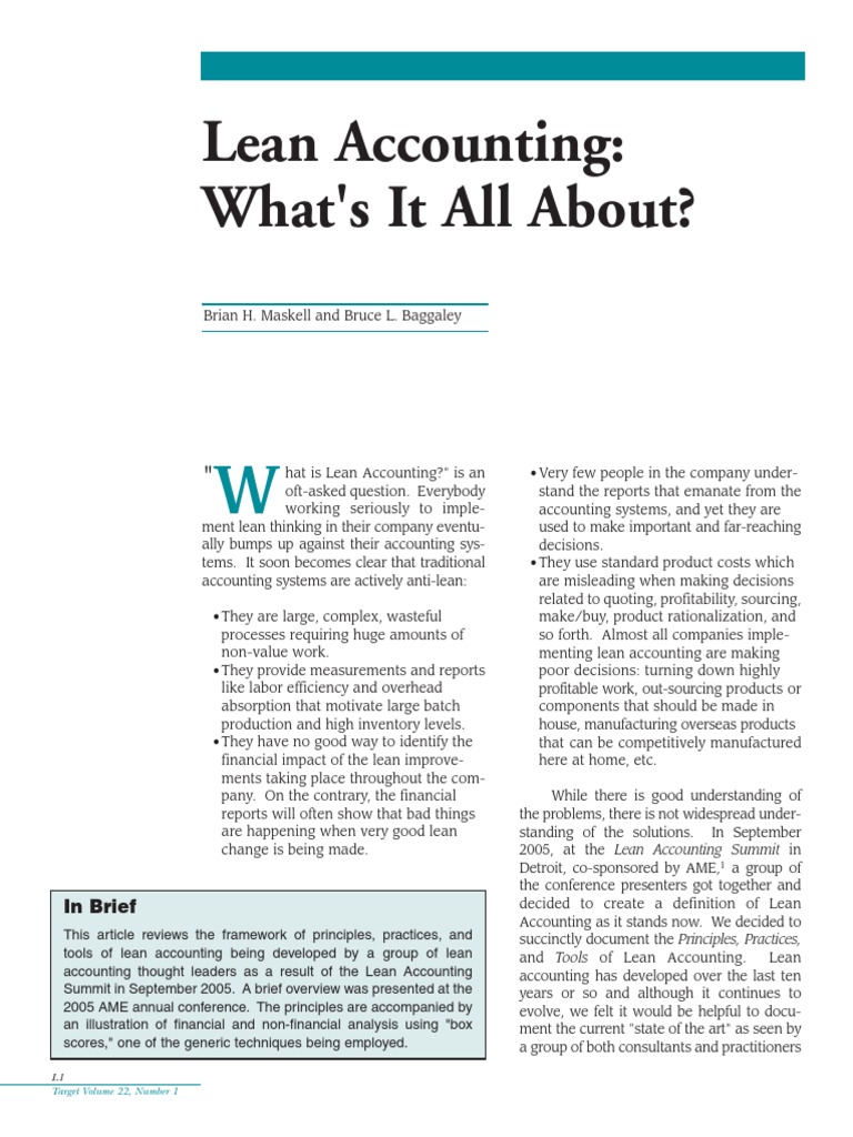 Lean Accounting: What's It All About?: in Brief | PDF | Lean ...