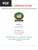 College Admission System: Department of Computer Science