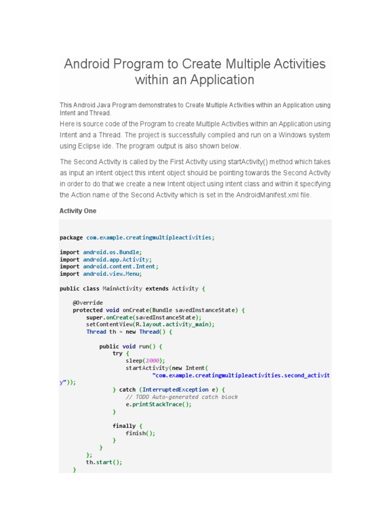 Creating Multiple Activities in Android | PDF | Application Software ...