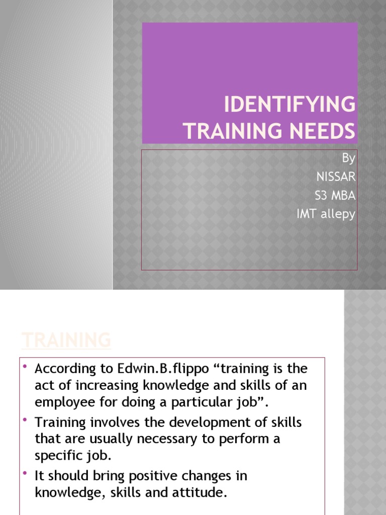 Identifying Training Needs: by Nissar S3 Mba IMT Allepy | PDF | Human ...