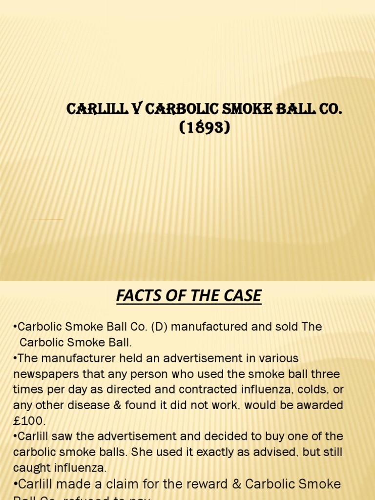 Carlill V Carbolic 1893 , Carlill v Carbolic Smoke Ball Co – MPMZP