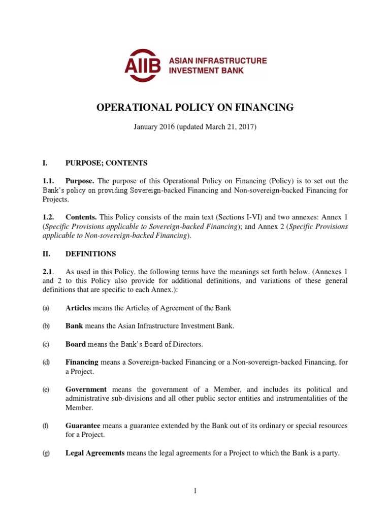 Operational Policy on Financing 2016 | PDF | Loans | Interest
