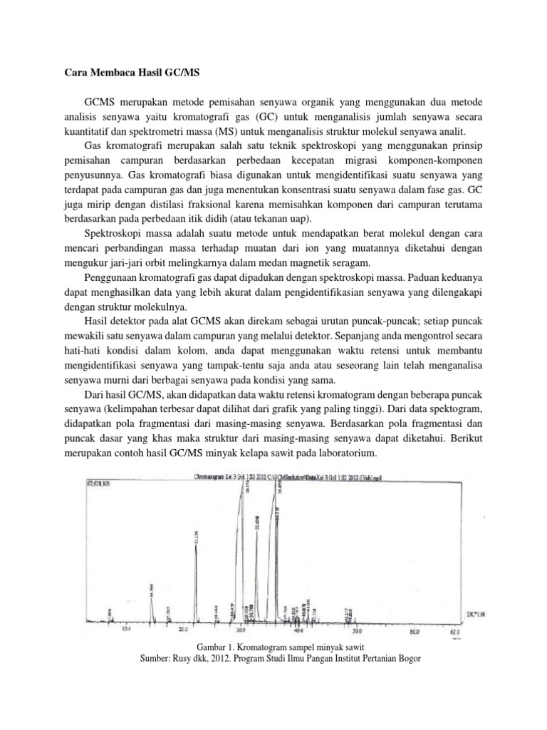 Panduan Membaca Hasil GC/MS | PDF | Metode & Bahan Ajar | Sains ...