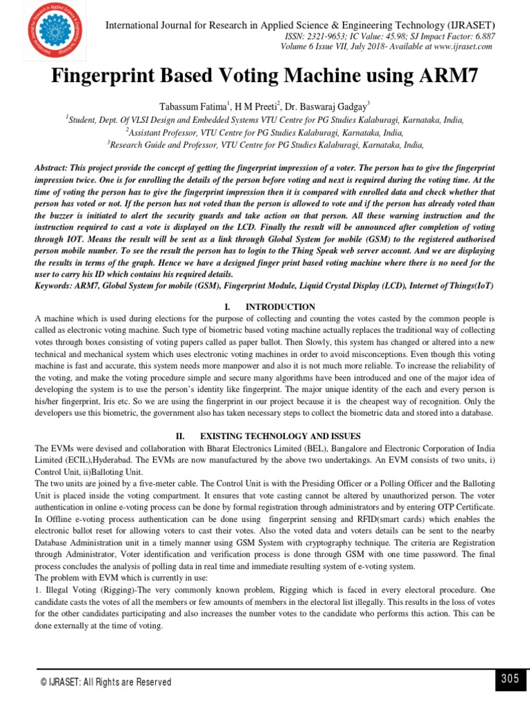 Fingerprint Based Voting Machine Using ARM7 | PDF | Electronic Voting ...