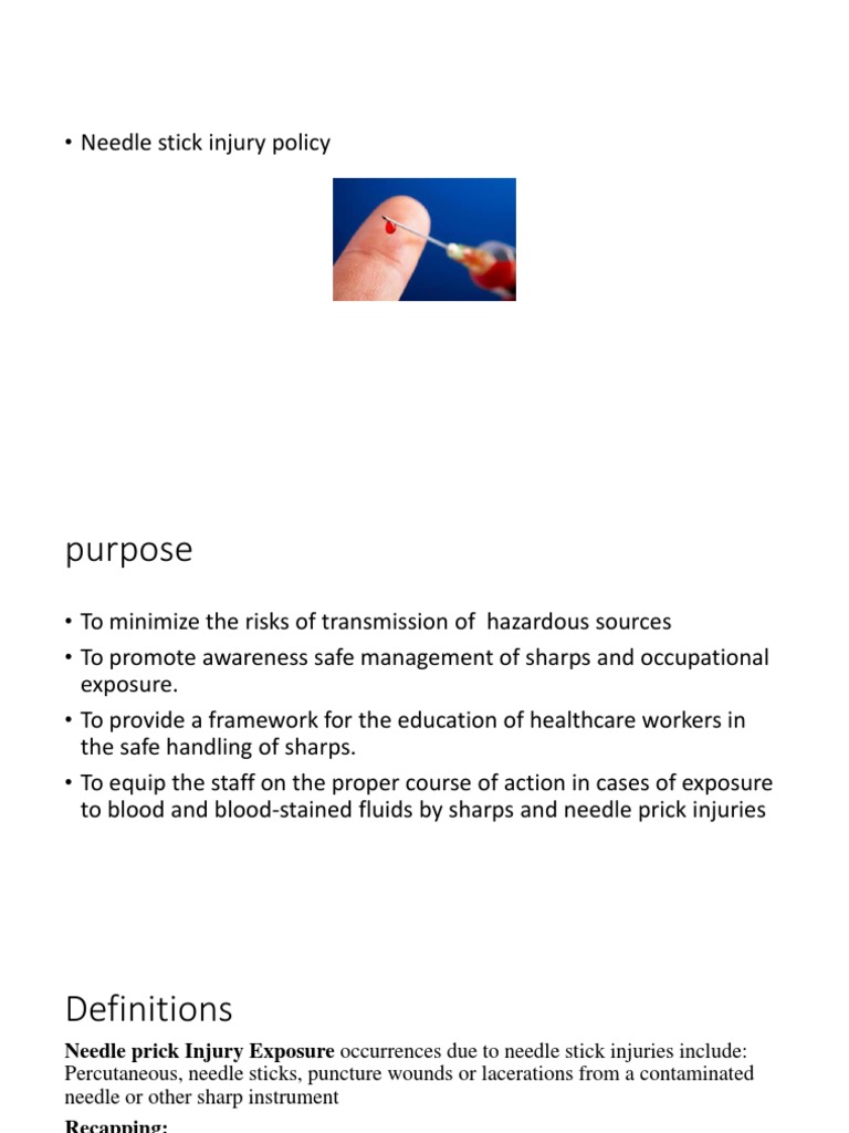 Needle Stick Injury Policy Overview | PDF | Medical Humanities ...