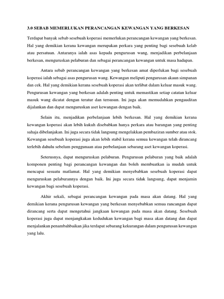 Sebab Pentingnya Pengurusan Kewangan Berkesan Pdf