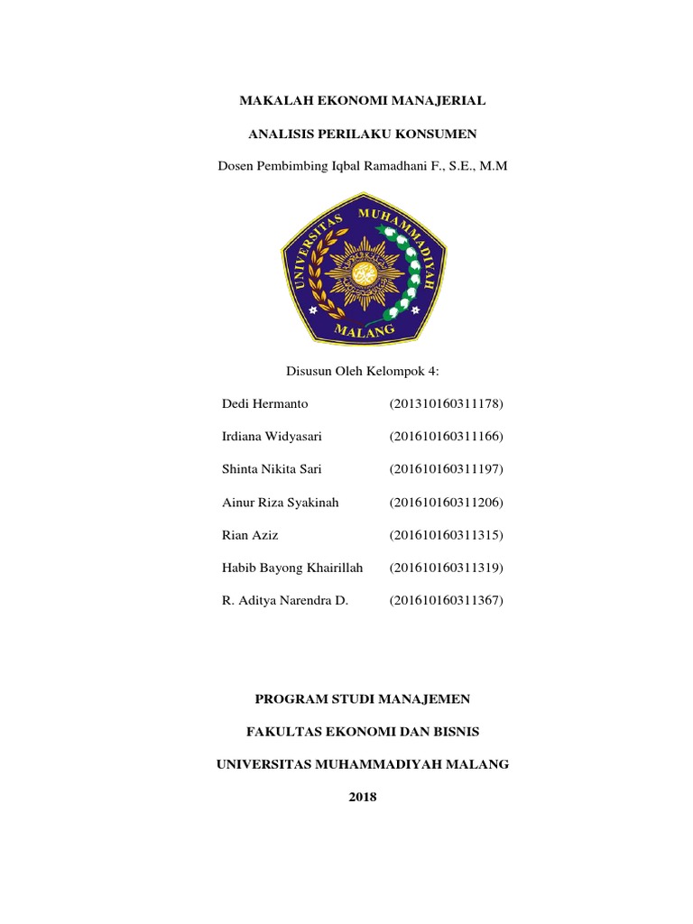 Makalah Ekonomi Manajerial Analisis Perilaku Konsumen