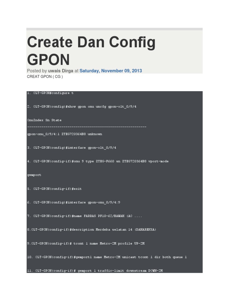 Configuring GPON with VID Setup | PDF
