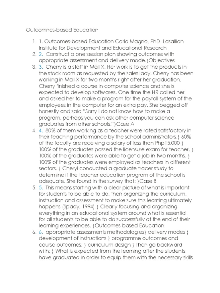 Outcomes-Based Education Guide | PDF | Educational Assessment ...