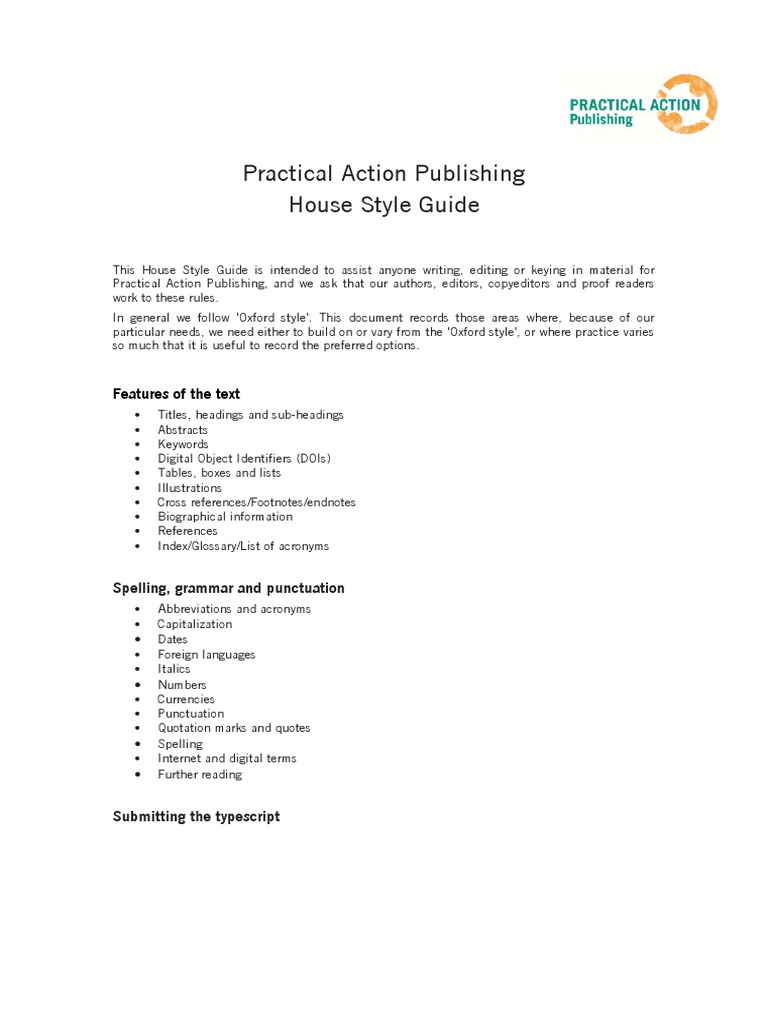 Practical Action Publishing House Style Guide | PDF | Digital Object ...