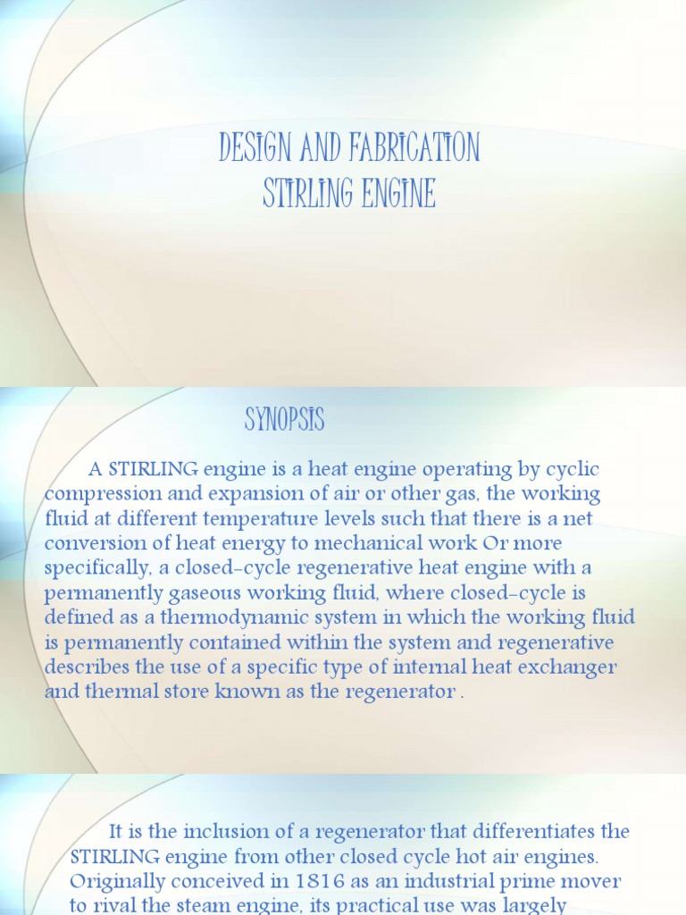 Design And Fabrication Stirling Engine Pdf Cylinder Engine Piston