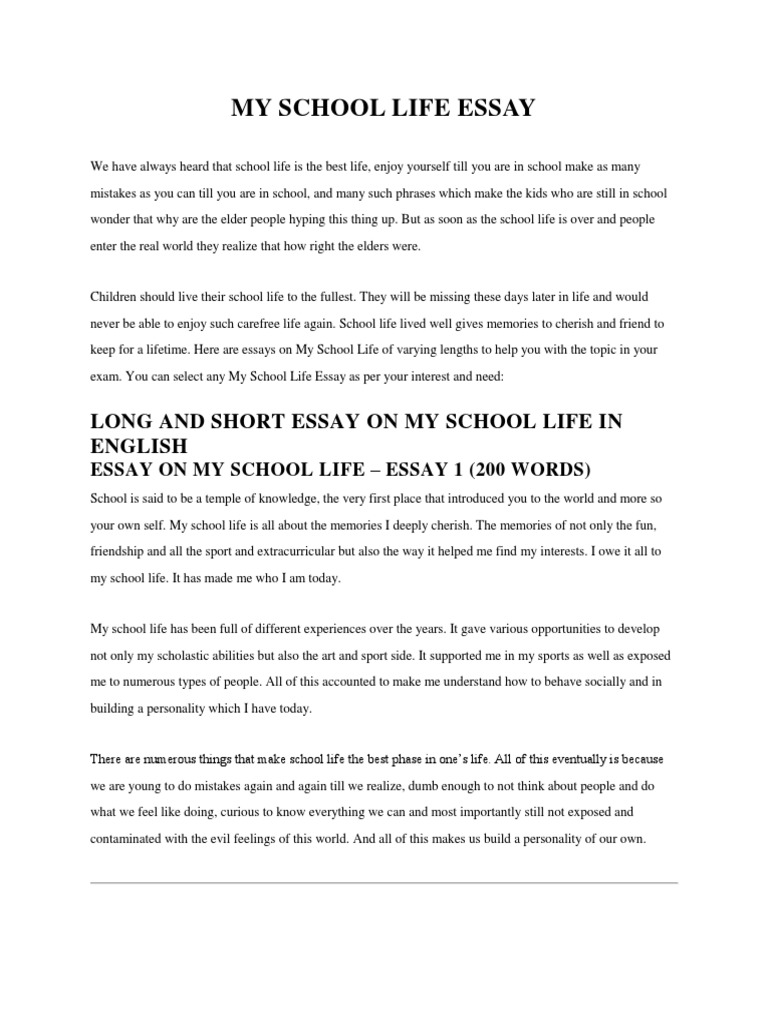 the school of life essay