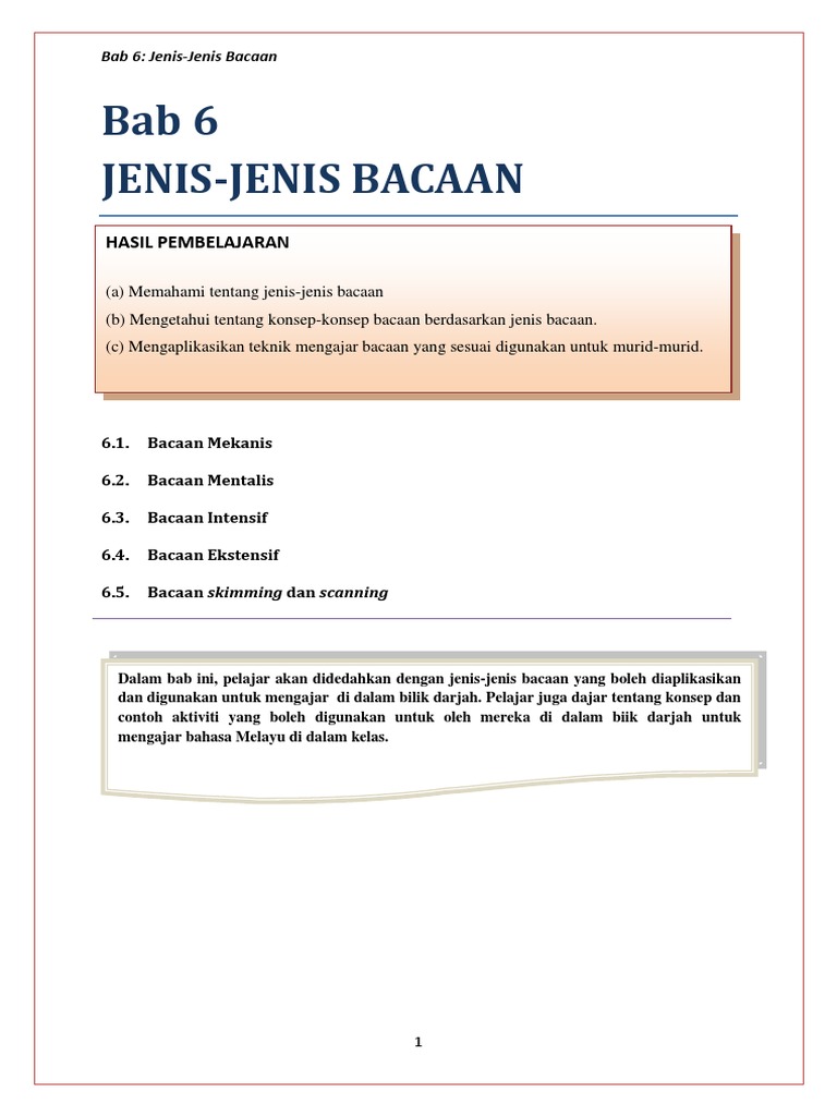 Bab 6 Jenis Jenis Bacaan Pdf