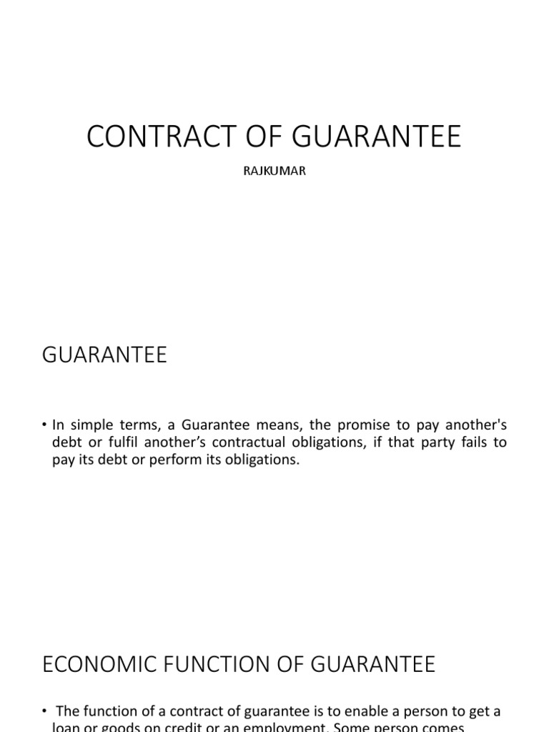Understanding Contracts of Guarantee | PDF | Guarantee | Civil Law ...