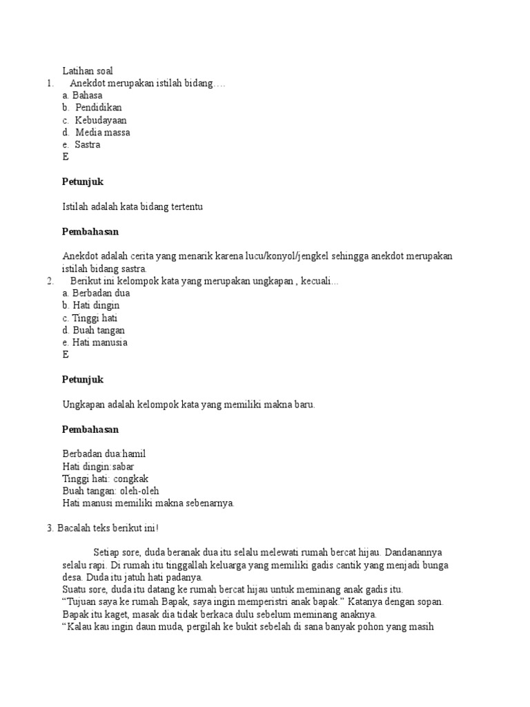 Contoh Teks Anekdot