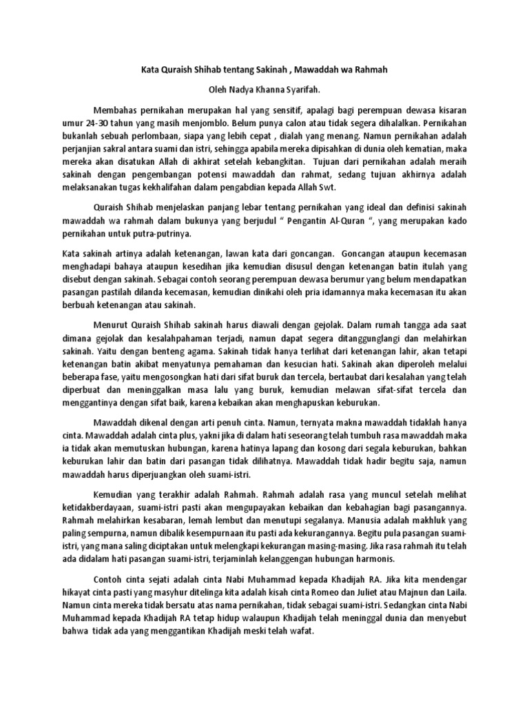 Kata Quraish Shihab Tentang Sakinahdocx