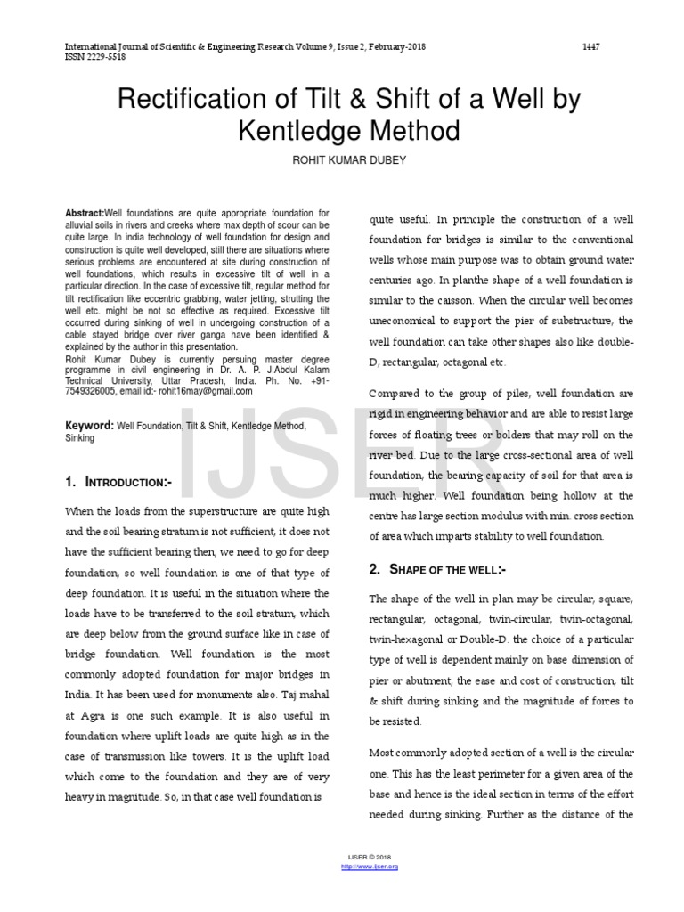 Rectification of Tilt Shift of A Well by Kentledge Method PDF | PDF ...