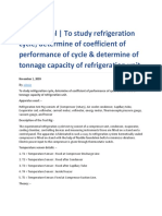 Lab Manual - To Study Refrigeration Cycle, Determine of Coefficient of Performance of Cycle & Determine of Tonnage Capacity of Refrigeration Unit