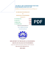 Fabrication of Split AC Test Rig and COP Determination