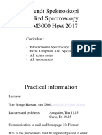 Anvendt Spektroskopi Applied Spectroscopy KJM3000 Høst 2017