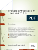 Evaluarea Întreprinderii IM 5aq Invest" S.R.L