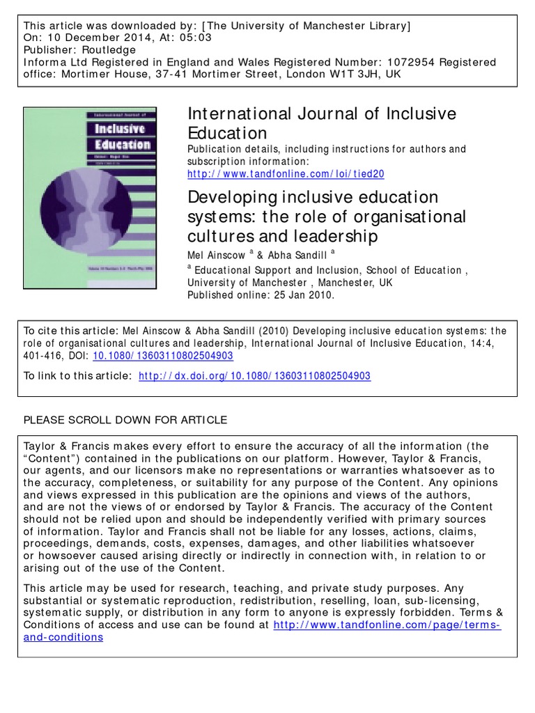 International Journal of Inclusive Education | PDF | Leadership ...
