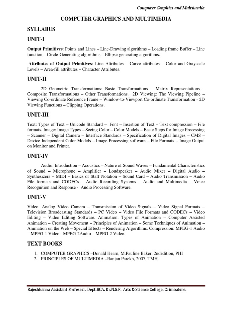 Computer Graphics Multimedia Notes 1 | PDF | Rendering (Computer ...