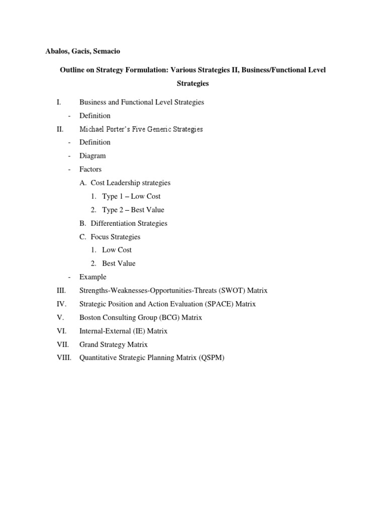 Business Strategy Formulation Guide | PDF