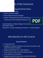 Profile of Econometrics Instructor Dr. Sayyid Salman Rizavi